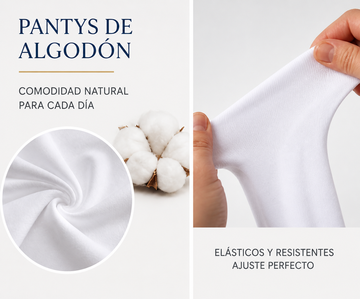Leotardos Infantiles de Algodón Peinado – Pack 2 Pares Medias Escolares Suaves y Resistentes, Transpirables, Antipilling, Uso Diario, Tallas 3-16 Años (Altura hasta 172 cm)