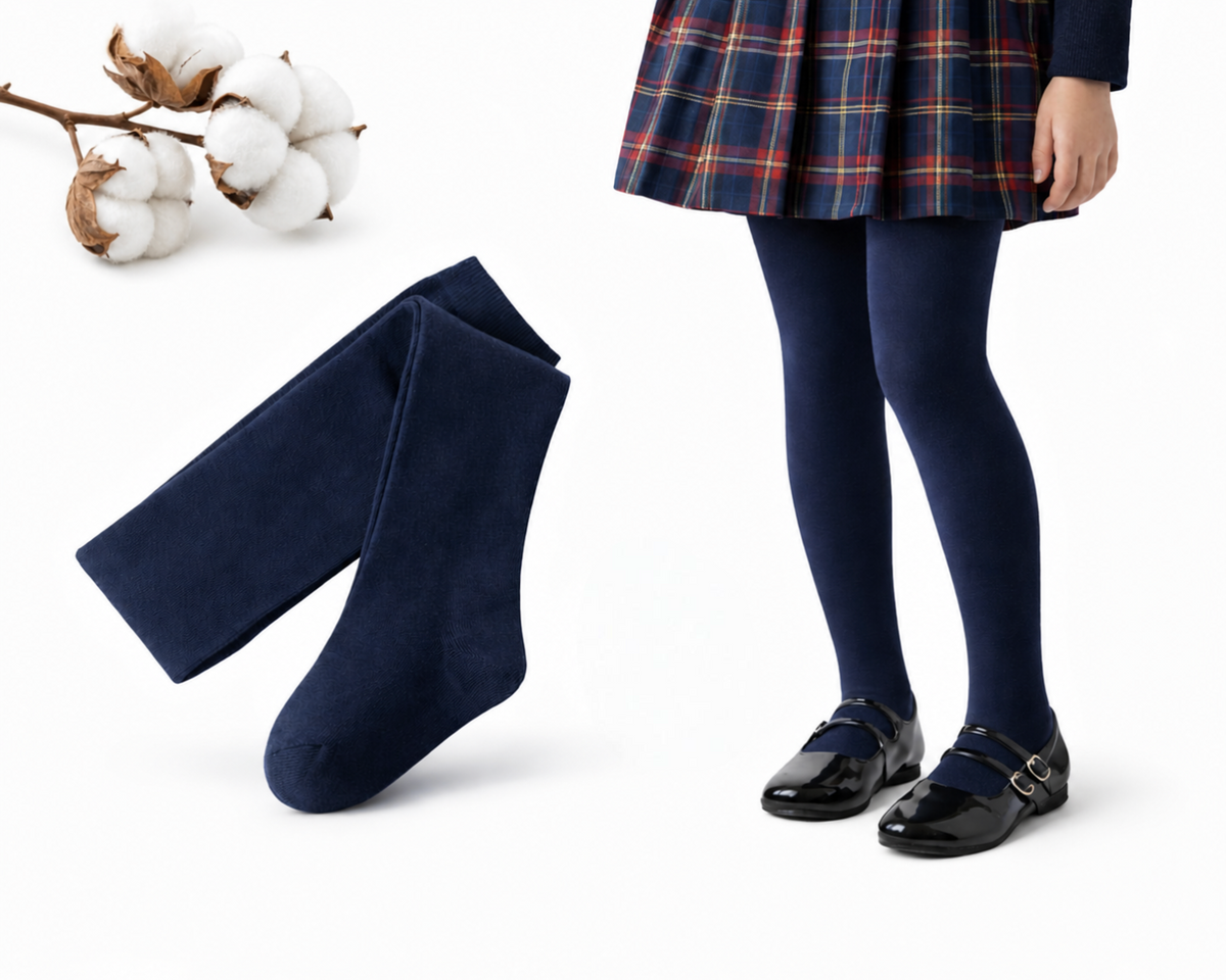 Leotardos Infantiles de Algodón Peinado – Pack 2 Pares Medias Escolares Suaves y Resistentes, Transpirables, Antipilling, Uso Diario, Tallas 3-16 Años (Altura hasta 172 cm)